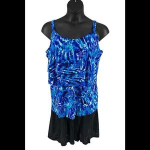 DreamShaper by Miracle Suit Emily Tiered Tankini w/ Skirt Cool Pool - Regular